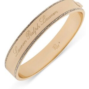 lauren ralph lauren Gold-Tone Logo Crystal Bangle Bracelet/nwt